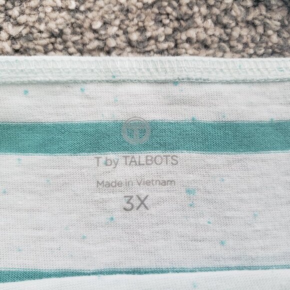 ***Women’s Talbots Plus Size 3X P Green  Striped Cotton Blend Blouse*** - Picture 3 of 9